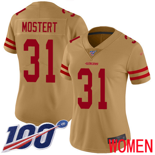 San Francisco 49ers Limited Gold Women Raheem Mostert NFL Jersey #31 100th Season Vapor Untouchable